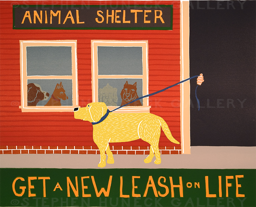 Get a New Leash on Life Giclee Print Dog Mountain, VT Stephen Huneck