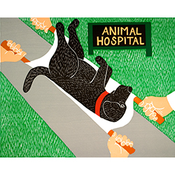 Animal Hospital - Original Woodcut