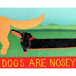 Dogs Are Nosey - Original Woodcut