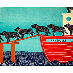 Island Ferry-Nantucket - Original Woodcut