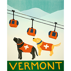 Ski Patrol-Vermont - Original Woodcut