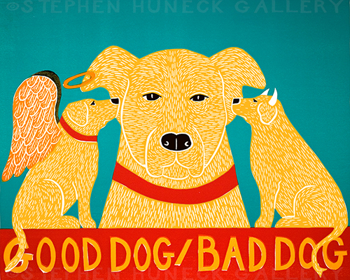 Good Dog/Bad Dog Original Woodcut | Dog Mountain, VT