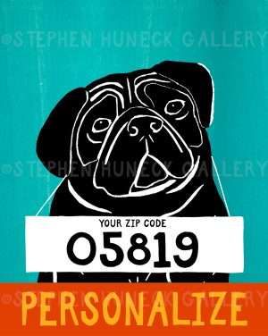 Bad Dog-Black Pug - Customizable Giclee