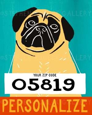Bad Dog-Fawn Pug - Customizable Giclee