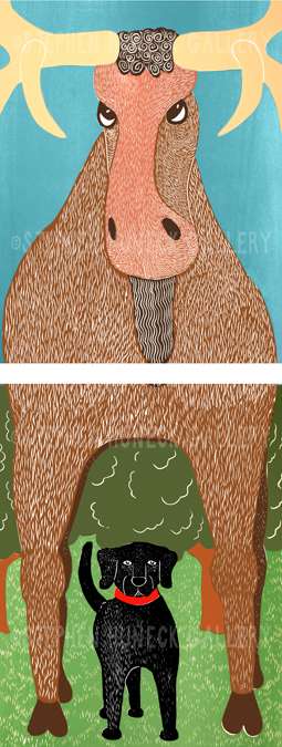 The Moose - Diptych Woodcut