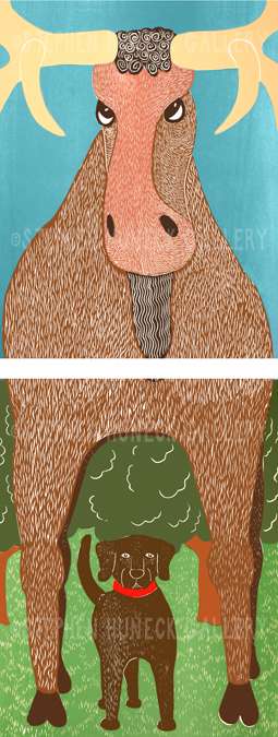 The Moose - Diptych Woodcut
