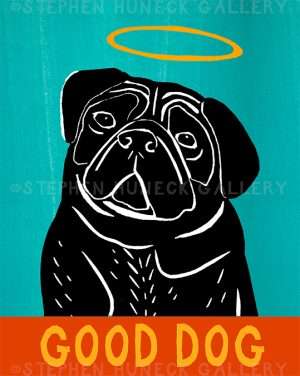 Good Dog-Black Pug - Giclee Print
