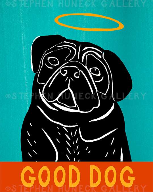 Good Dog-Black Pug - Giclee Print