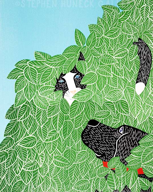 Hide and Seek - Original Woodcut