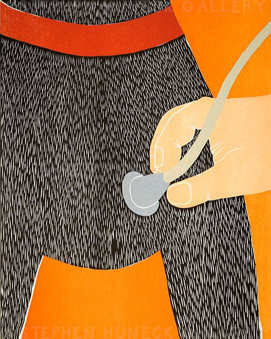 Heart Exam - Original Woodcut
