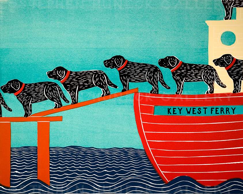 Island Ferry-Key West - Original Woodcut