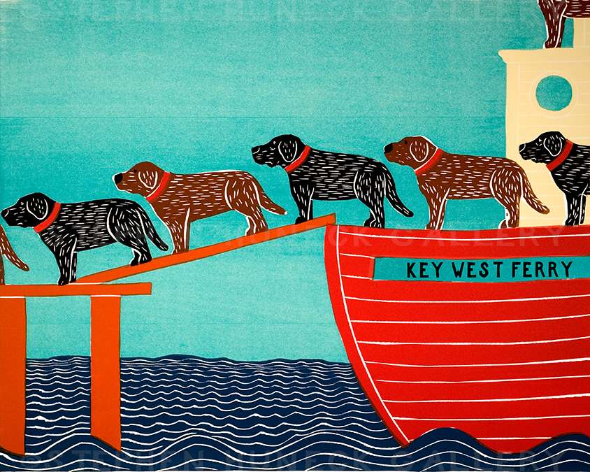 Island Ferry-Key West - Original Woodcut