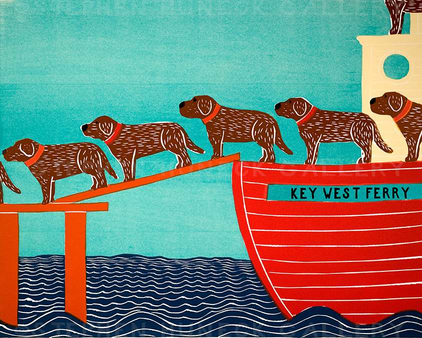 Island Ferry-Key West - Original Woodcut