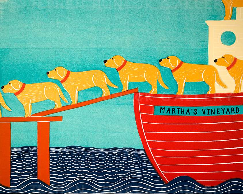 Island Ferry-Martha's Vineyard - Original Woodcut