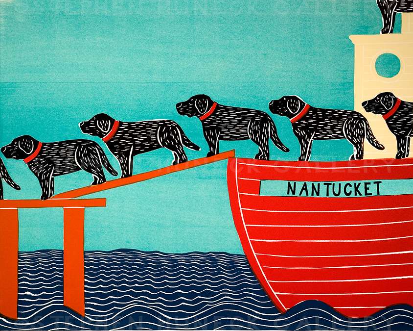 Island Ferry-Nantucket - Original Woodcut