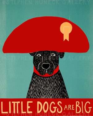 Little Dogs Are Big - Original Woodcut