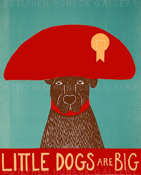 Little Dogs Are Big - Original Woodcut