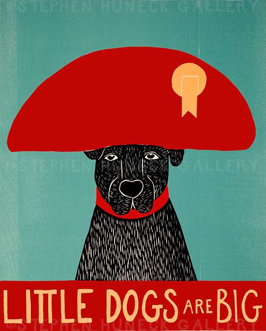 Little Dogs Are Big - Original Woodcut