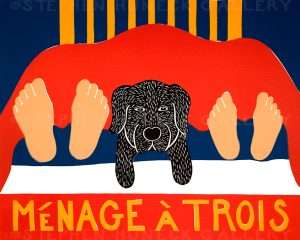 Menage a Trois - Original Woodcut