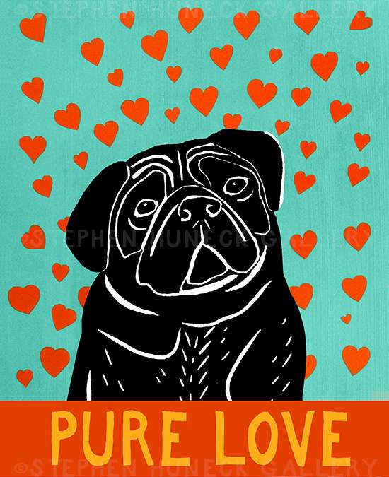Pure Love-Black Pug - Giclee Print