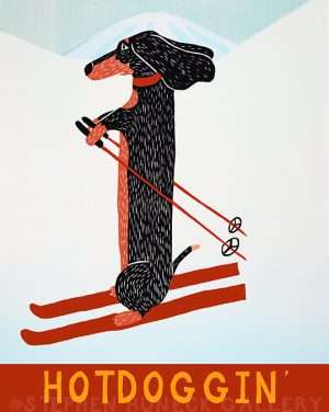 Hotdoggin' - Original Woodcut