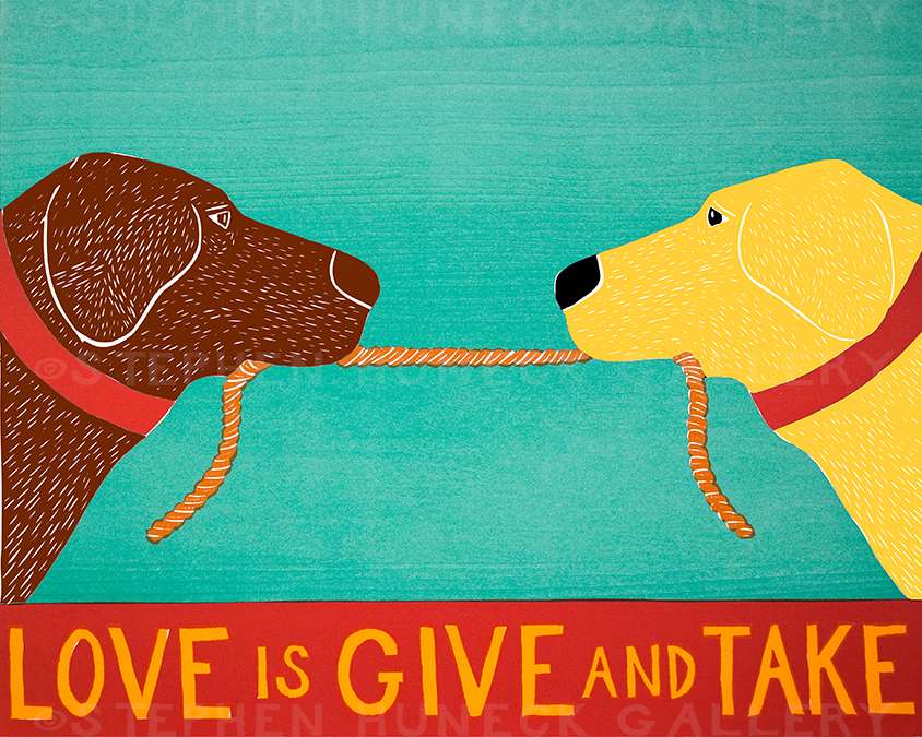 Love is Give and Take - Original Woodcut