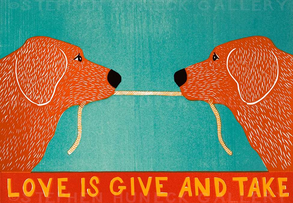 Love is Give and Take-Golden Retriever - Giclee Print