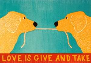 Love is Give and Take-Golden Retriever - Medium Woodcut