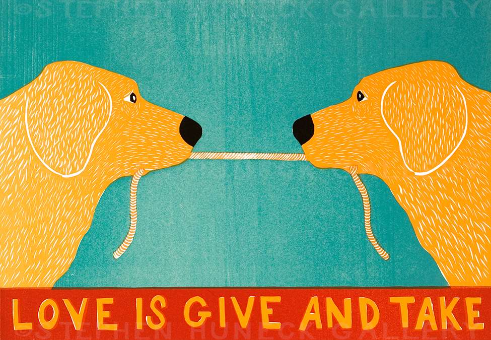 Love is Give and Take-Golden Retriever - Giclee Print