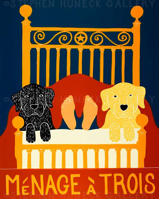 Menage a Trois II - Original Woodcut