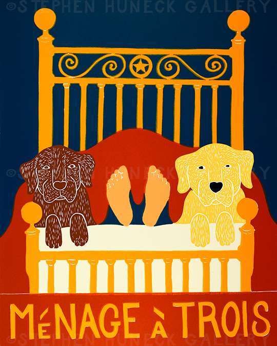 Menage a Trois II - Original Woodcut