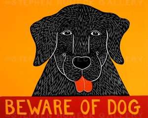 Beware of Dog - Original Woodcut