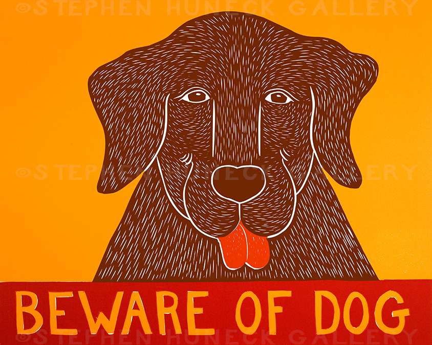 Beware of Dog - Original Woodcut
