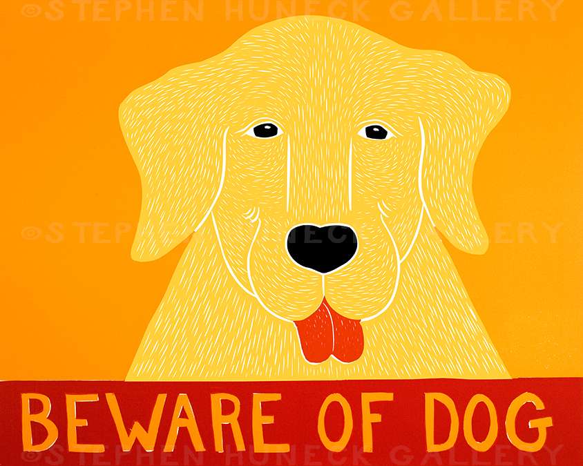 Beware of Dog - Original Woodcut