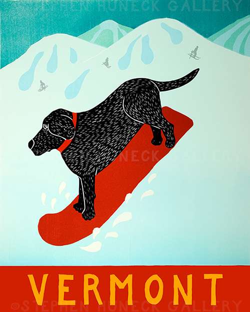 Snowboard-Vermont - Giclee Print