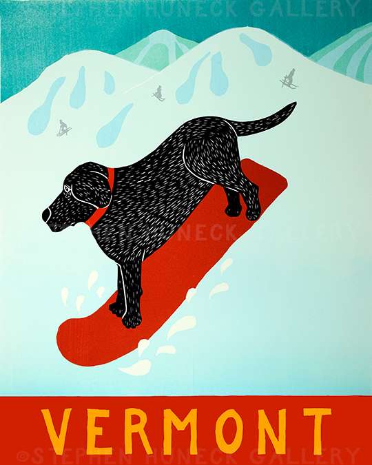 Snowboard-Vermont - Giclee Print