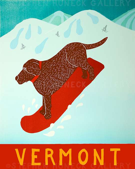 Snowboard-Vermont - Giclee Print