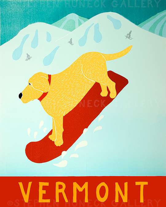 Snowboard-Vermont - Giclee Print