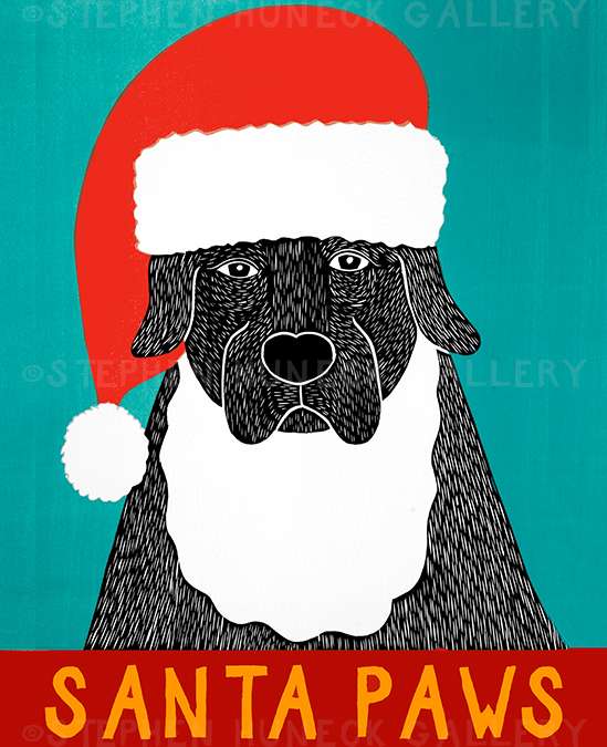 Santa Paws - Original Woodcut