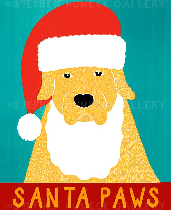 Santa Paws - Original Woodcut