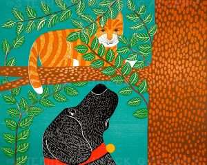 Up a Tree (Cat Color Choice) - Giclee Print
