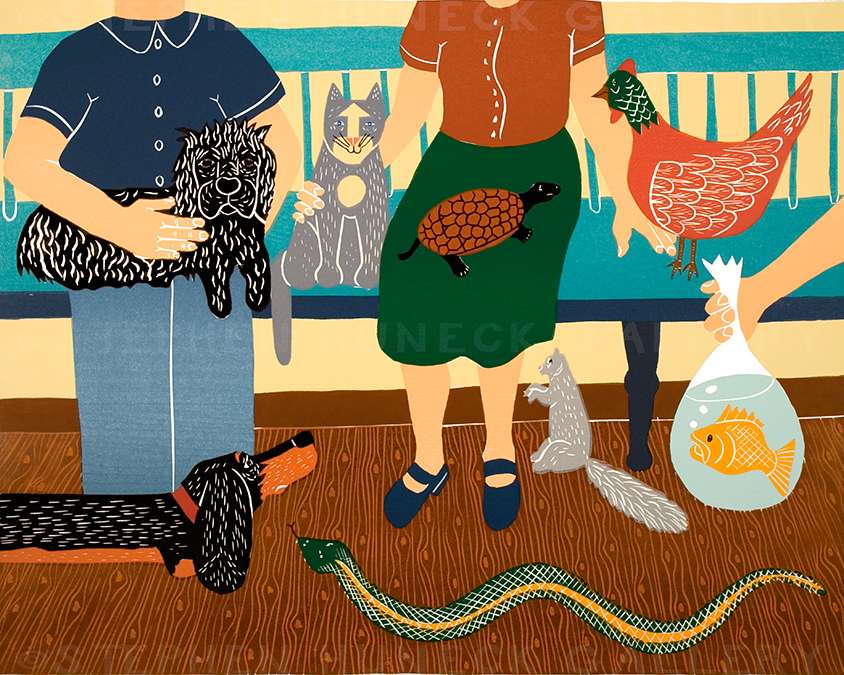 Waiting Room - Original Woodcut