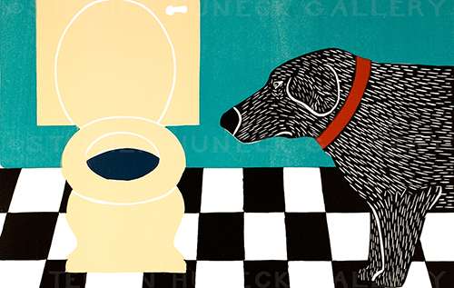 Water Bowl-Bad Dog - Medium Woodcut