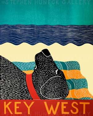 Beach Dog-Key West - Original Woodcut