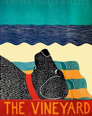 Beach Dog-The Vineyard - Original Woodcut