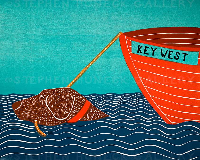 Boat-Key West - Original Woodcut