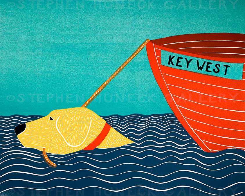 Boat-Key West - Original Woodcut