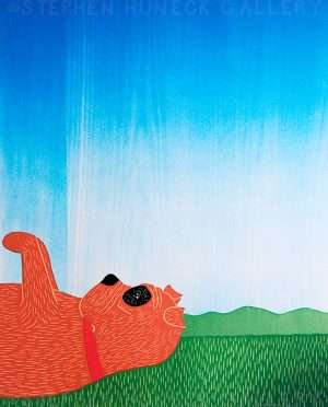 Day Dreaming-Bulldog - Original Woodcut