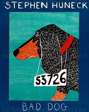Bad Dog-Dachshund - Medium Woodcut