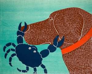 Crab-Blue - Original Woodcut
